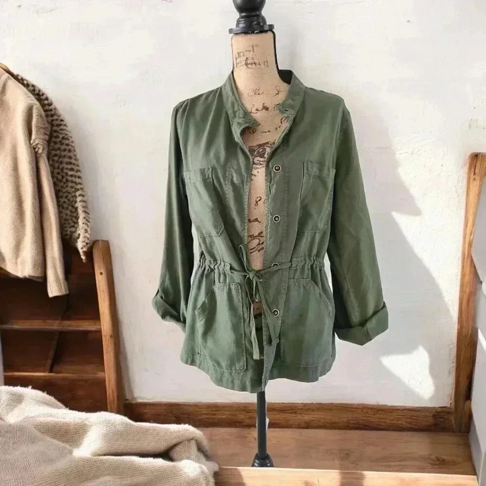 Sanctuary Olive Green Snap Front Lightweight Utility safari Jacket - Picture 3 of 6